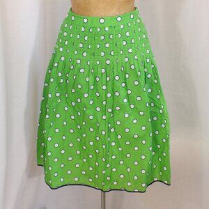 J. Crew Green White Polka Dot Skirt